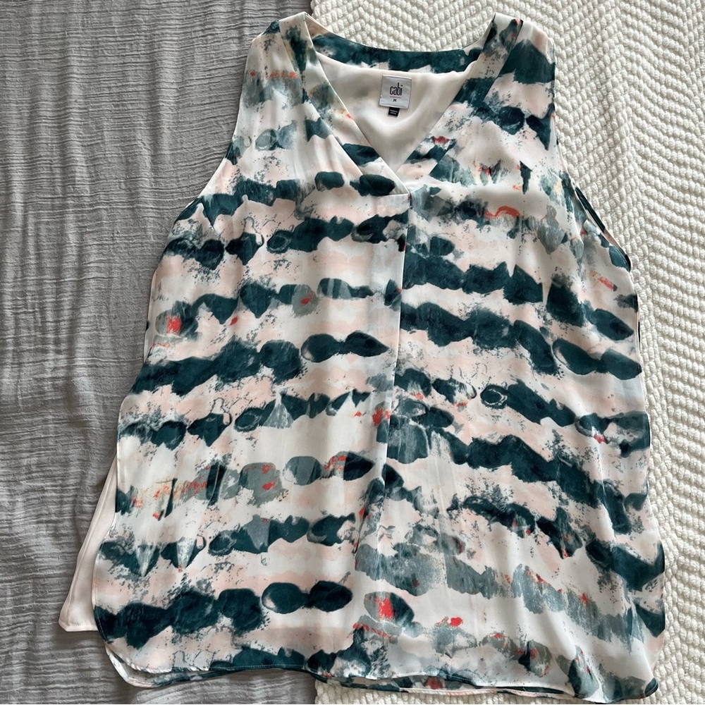 Cabi Gelato Watercolor V-Neck Tank Top, style 5035